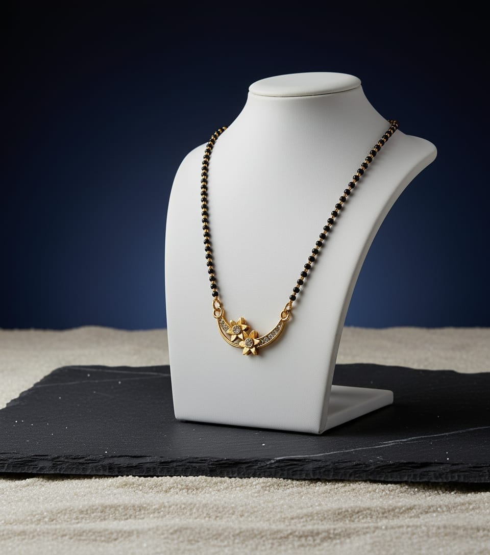 Floral Crescent Diamond Mangalsutra