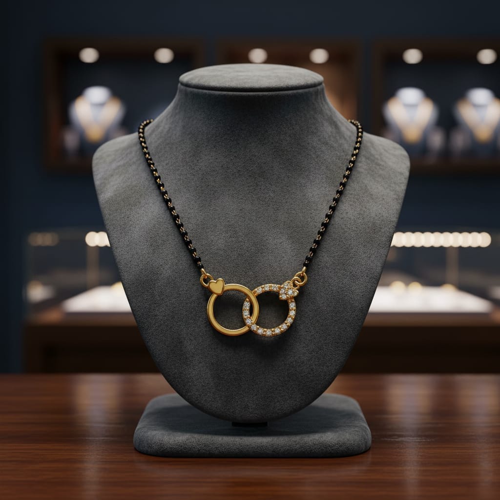 Interlinked Circle Mangalsutra with Heart Accent