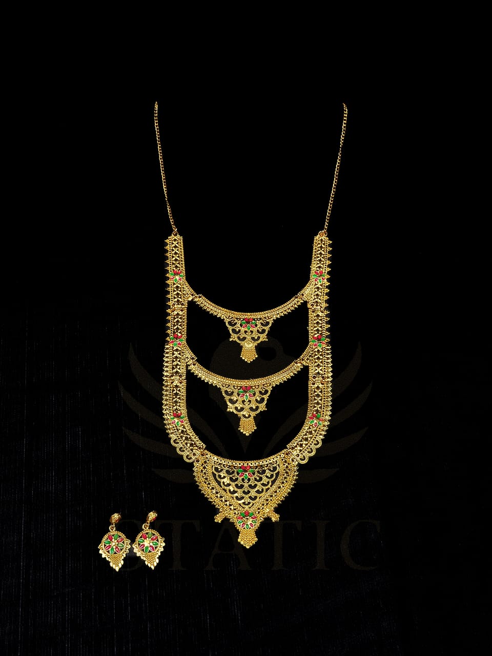 Dual Layer Golden Pearl Pendant Set