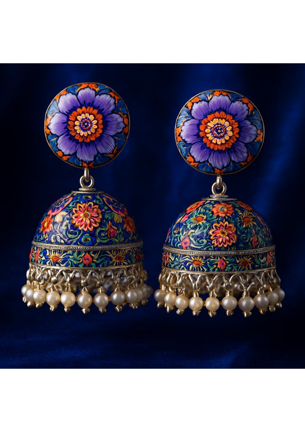 Multicolor Kashmiri Garden Floral Jhumka Earrings