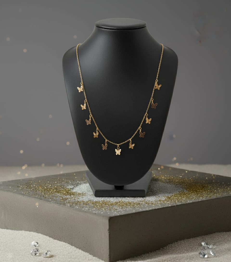 Gold Plated Butterfly Charm Necklace – Whimsical Elegance