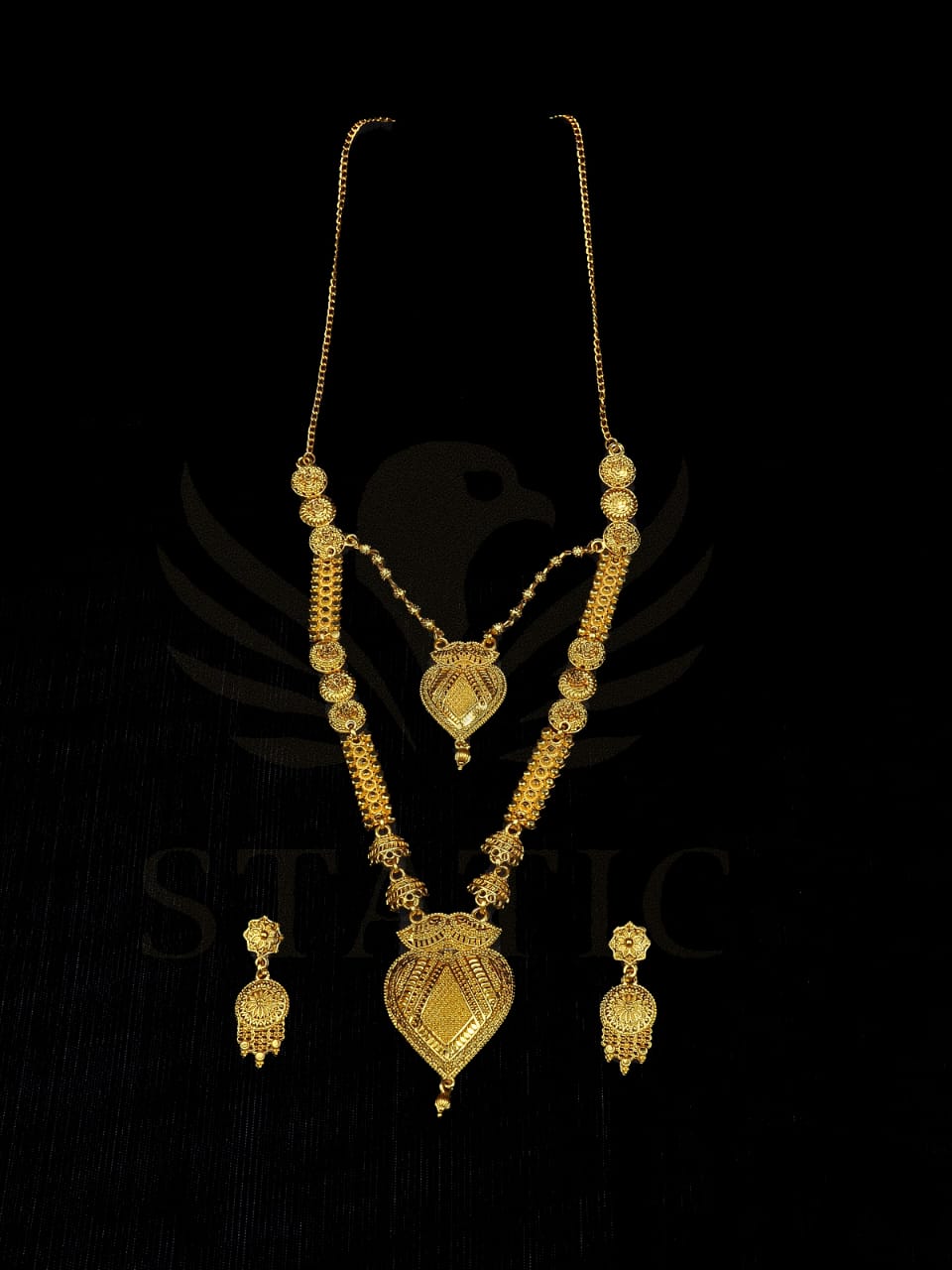 Regal Antique Filigree Heart Necklace Set