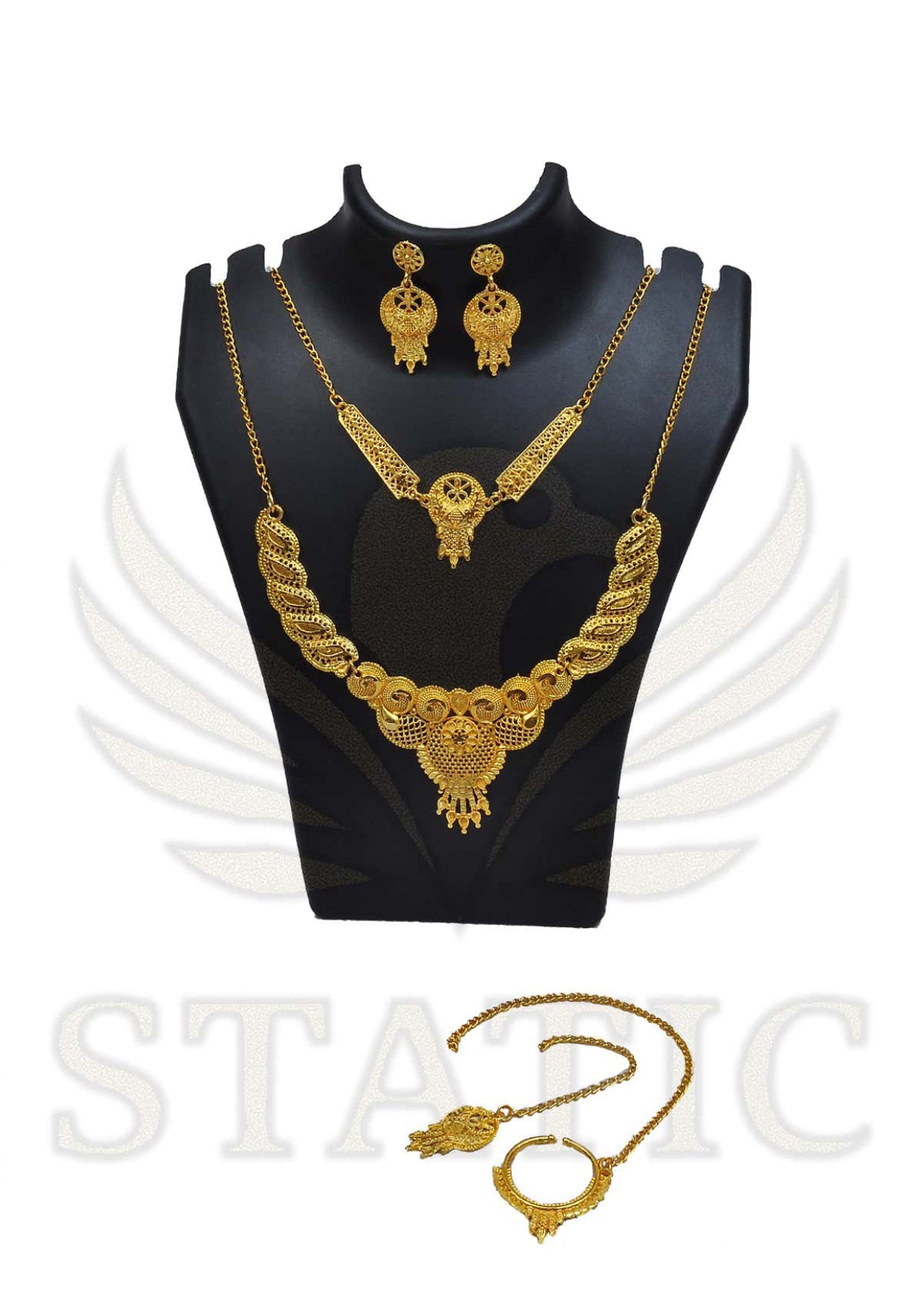 Classic Spiral Golden Bridal Jewelry Set