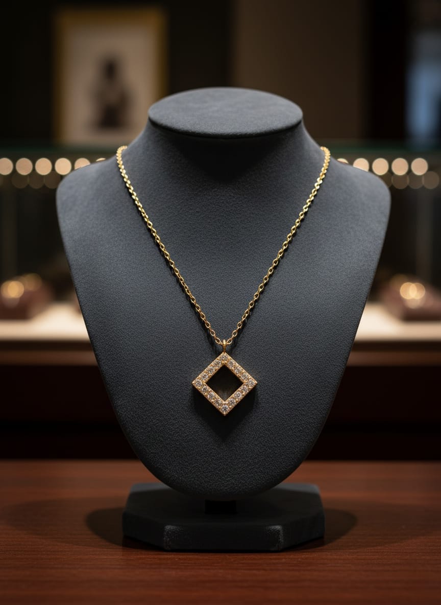 Square Halo Solitaire Mangalsutra Pendant