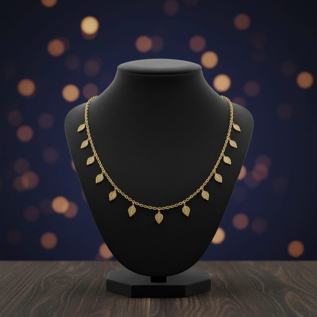 Nature-Inspired Gold Leaf Charm Necklace – Boho Chic