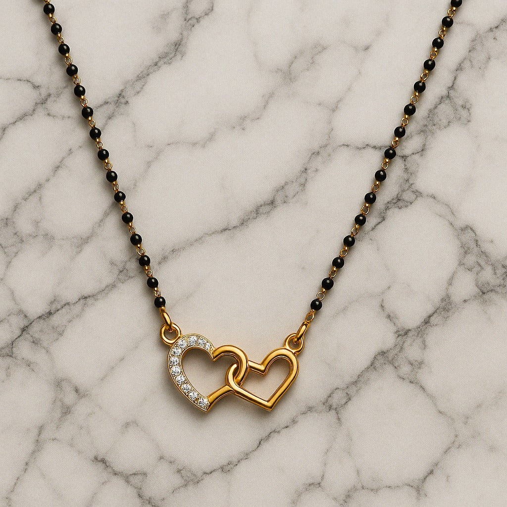 Entwined Double Heart Mangalsutra Necklace
