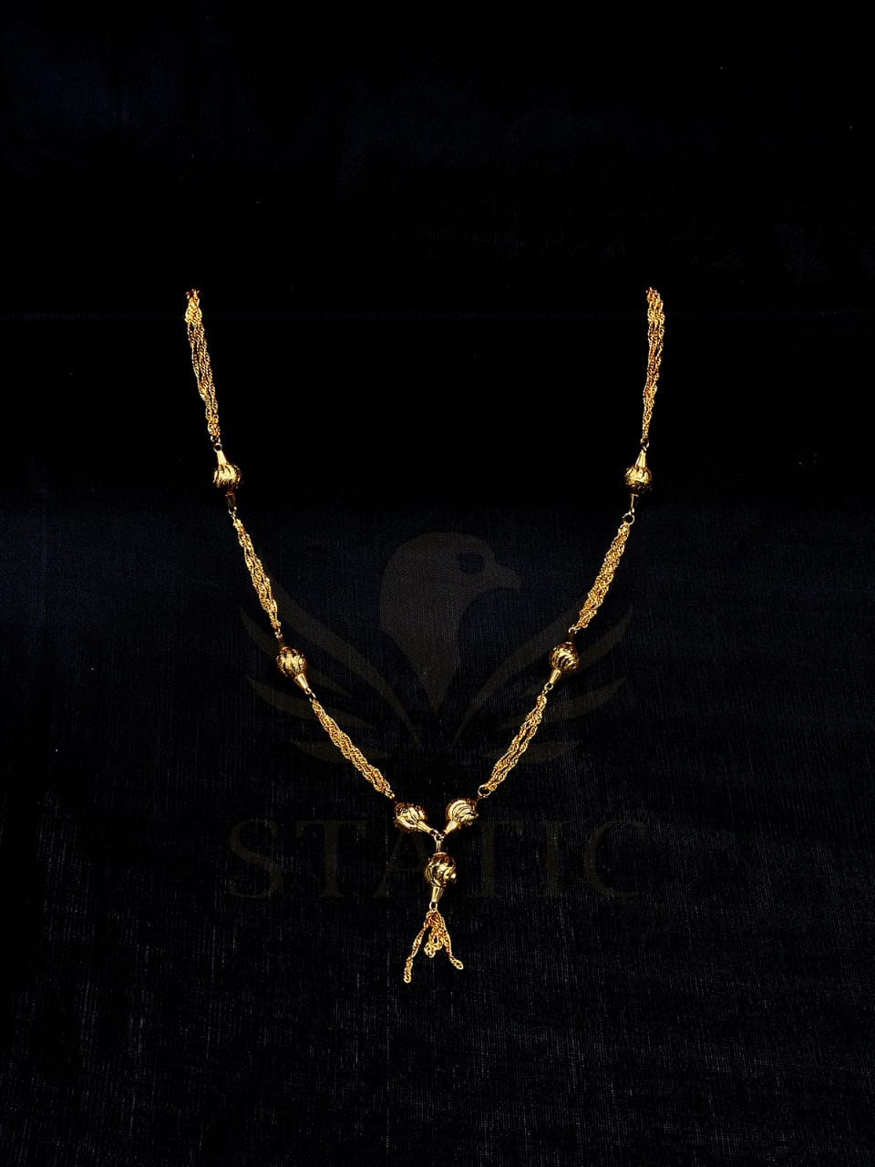 Elegant Twisted Golden Bead Tassel Mala