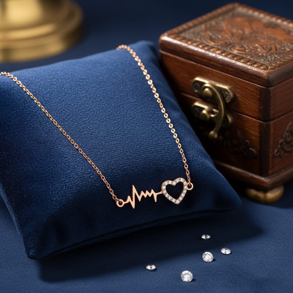 Heartbeat Diamond Mangalsutra in Rose Gold