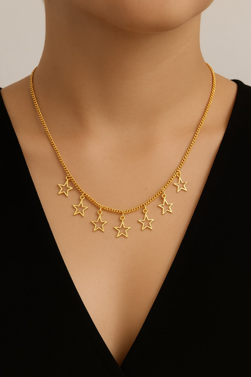 Gold Plated Star Charm Necklace – Celestial Statement Jewelry